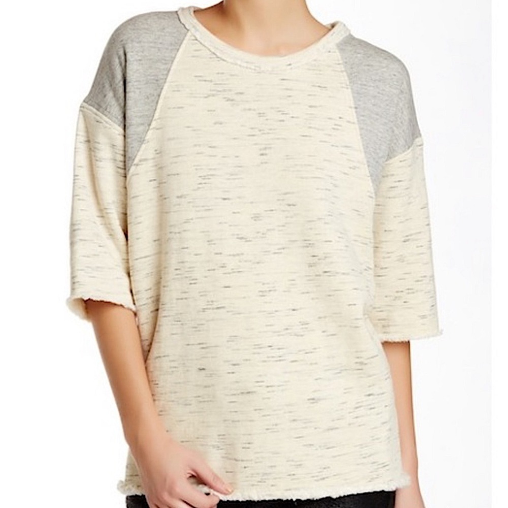 IRO Suzanne Sweatshirt Top in Cream and Gray SZ XS
